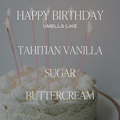 Sweet Water Decor Happy Birthday Soy Candle - Vanilla Sugar & Buttercream Sweet Scented Happy Birthday Candle Gift for Mom, Friends & Girls - 40 Hour Burn Time - 9oz - Non Toxic - style: Happy Birthday