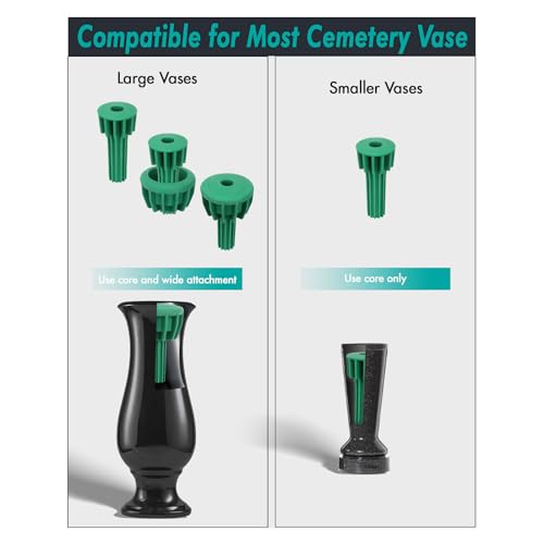 Cemetery Vase Rubber Inserts, Silicone Secure Flowers Holder for Headstone - color: Green