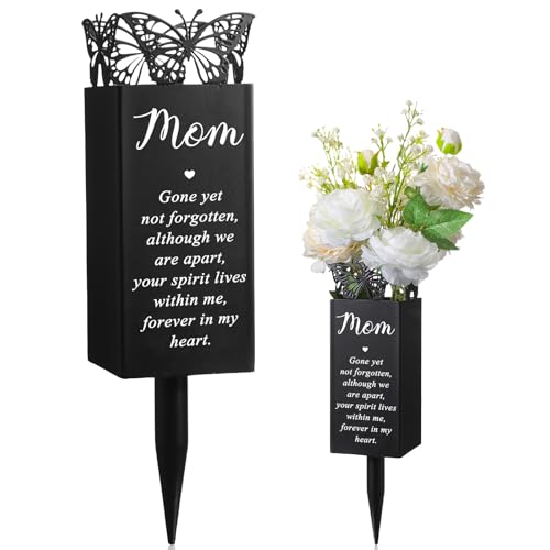 Geosar Cemetery Vase for Grave Metal Butterfly Flower Holder Spike, Fresh | Grave Marker Floral Cemetery, Grave Flower Holder for Mom Grandma, Lawn Yard Outdoor Funeral Cemetery Decoration - style: Fresh