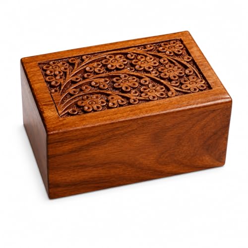 Paw Print Pet Memorial Keepsake Cremation Urns for Ashes Pet Urn Wood Keepsake Box Urns for Cat Dogs Ashes | Cat Memorials (5 x 3 x 2) - size: 5 x 3 x 2
