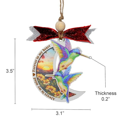 Memorial Christmas Ornament, Always in My Mind Hummingbird Suncatcher Ornaments, Bereavement Christmas Ornament Wooden - Acrylic, Sympathy Gifts for Loss of Loved One, in Loving Memorial Gifts (HL02) - style: HL02
