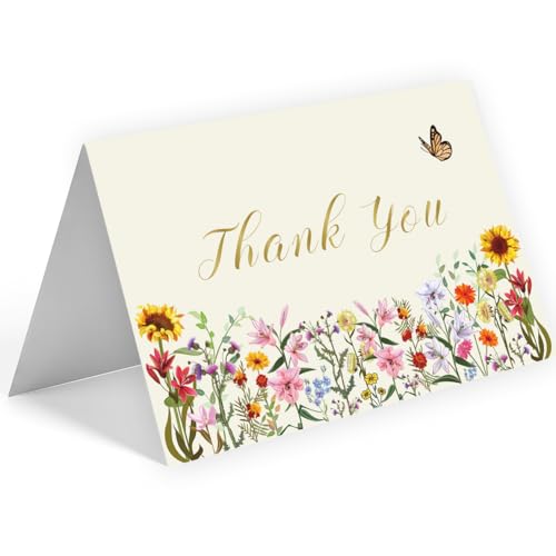 WowBefun 50 Pack 350GSM | Thank You Gifts | Thank You Cards with Envelopes | Small Thank You Cards | Thank You Notes & Cards for Teacher, Graduation, Business, Holiday, and Christmas - color: B Style 50pc