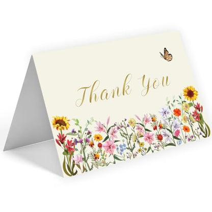 WowBefun 50 Pack 350GSM | Thank You Gifts | Thank You Cards with Envelopes | Small Thank You Cards | Thank You Notes & Cards for Teacher, Graduation, Business, Holiday, and Christmas - color: B Style 50pc