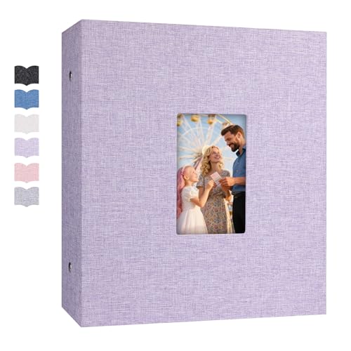 Ruibytree Extra Large Capacity Photo Album 4x6 Pictures 1000 Pockets,Purple | Linen Cover, Horizontal & Vertical 4x6 Photos, Removable Acid-Free Pages, Front Display Window, for Family, Wedding & Travel - color: Purple