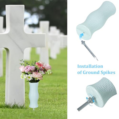 2Pcs Cemetery Vases with Spikes, 7.8 Inch Grave Vases for Cemetery, Plastic Flower Holder Grave Decorations for Cemetery Headstone Graveside