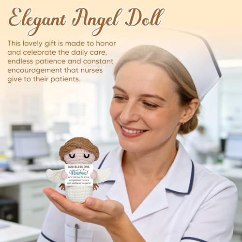 Nurse Gifts - Positive Crochet Angel - Nurse Week, Retirement Gifts, Birthday, Appreciation Gift for RN Registered Practitioner, LPN, Nursing School Graduation - Bulk Gift for Hospital Staff - style: Nurse Gifts