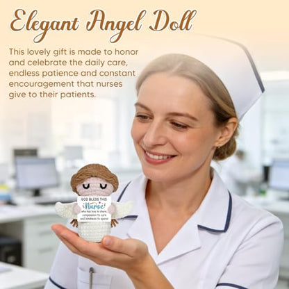 Nurse Gifts - Positive Crochet Angel - Nurse Week, Retirement Gifts, Birthday, Appreciation Gift for RN Registered Practitioner, LPN, Nursing School Graduation - Bulk Gift for Hospital Staff - style: Nurse Gifts