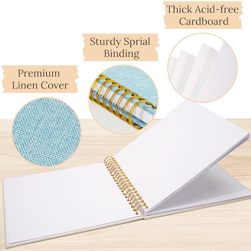 10"x10" Scrapbook Photo Album Linen Cover 20 Sheets 40 Pages White Paper - color: Light Blue, size: 10 Inch 40 Pages