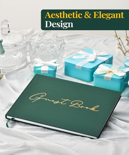 Lankaiva Wedding Guest Book, Guest Book Wedding Reception - Classic Baby Shower Guest Book, 100 Blank Pages for Bridal Shower Birthday Graduation Sign in and Photos, Green - color: Pine Green With Blank Pages