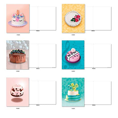 The Best Card Company - 36 Assorted Blank Notecards Bulk Box Set 4 x 5.12 Inch with Envelopes (36 Designs, 1 Each) Friendship Birthday Card Variety Pack - Cakes for All Seasons AM7074OCB-B1x36 - style: Cakes for All Seasons