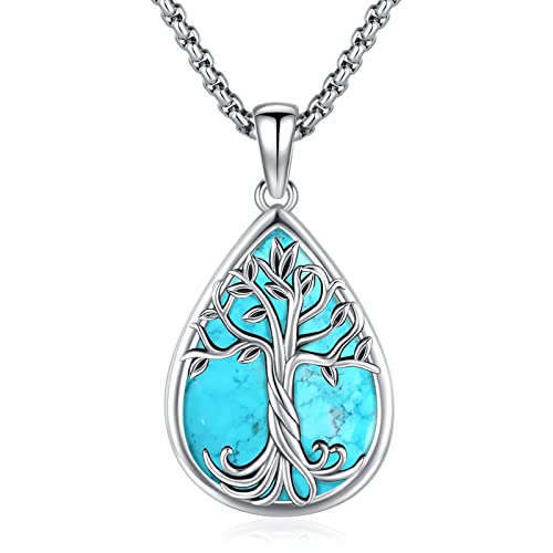 Eusense Tree of Life Necklace for Women Men Sterling Silver 925 Tree Urn Locket Cremation Jewelry Family Tree Pendant Gifts for Her Him Mom Dad Grandma Daughter - style: E-B-Tree of Life Necklace