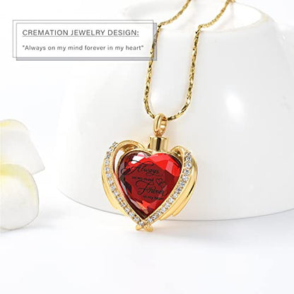 Imrsanl Cremation Jewelry Angel Wing Heart Urn Necklaces for Women - color: Red