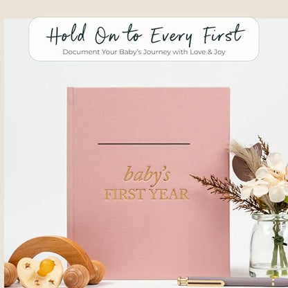 Duncan & Stone Baby Book First Year Memory Keepsake, Linen, Sky Blue - color: Sky Blue