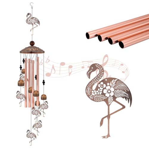 Flamingo Wind Chime,35" Metal Flamingo Gift for Women | Flamingo Wind Chime for Outdoor Patio, Retro Pink Flamingo Garden Decor, Birthday Gifts for Women Mom, Unique Yard Decoration - color: Flamingo