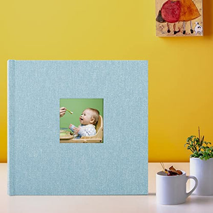 1DOT2 Small Photo Album 4x6, Hold 60 Photos with Memo, Cyan Blue | Vertical Slip-in Pockets, Linen Cover with Writing Space, For Wedding Baby Mother's Day - color: Cyan Blue, size: 4x6