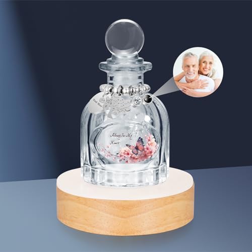 Photo Customized Glass Mini Urns for Human Ashes, Personalized Small Urns for Ashes Memorial Keepsake Decorative Urn - Engraving Cremation Keepsakes Urn with Multicolor Light Base - color: Small Urn-customize