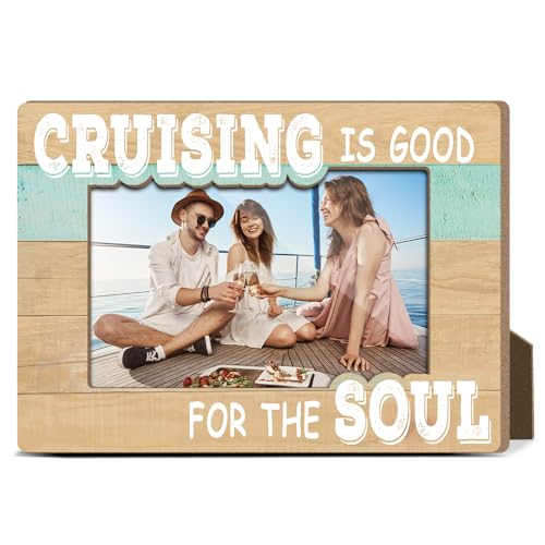 Cruising is Good for the Soul Picture Frame Wood Photo Frames for Holiday Decors Coastal Picture Frames for Desk Wooden Pictures Frames 4x6 for Table Decor Photo Gifts for Cruise Lovers Gifts - YT0077 - color: Wood02