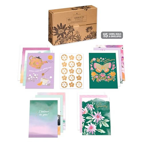 American Greetings 15-Count Thinking of You Card Bundle with Envelopes- Get Well, Support, Friendship, and Sympathy