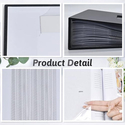 Popotop Photo Album 4x6 200 Photos with Writing Space, Leather Cover Album with Display Picture Window, Photo Book for Wedding Family Baby Gift - color: Classic Black, size: 200 Pockets