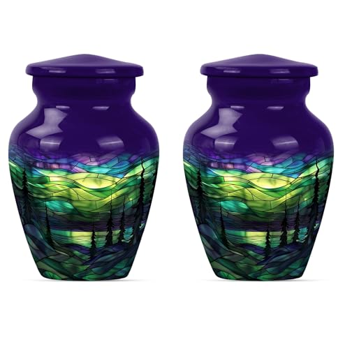 Northern Lights Urn - Ash Keepsake - Adult Urns for Human Ashes Women - Funeral Urn Ashes - Ashes Urn - Memorial Urn (3 INCH Pack of 2) - size: #3 (Set of 2)