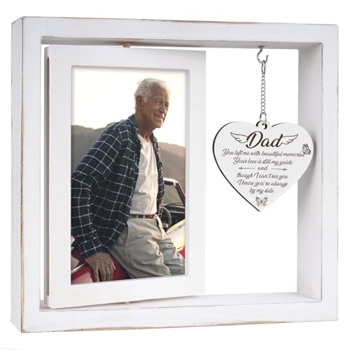 Father Memorial Picture Frame,Memorial Gifts For Loss Of Dad,Bereavement Gifts For Loss Of Father,Loss Of Father Sympathy Gift,Bereavement Gift Ideas,Vintage Style Rotating Photo Frame Fits 4x6 In Photos - color: White, size: 4x6 Inches - Dad