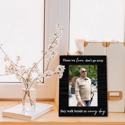 Memorial Gifts Picture Frame 5x7, Memorial Photo Frame, Sympathy Bereavement Gifts for Loss of Loved One, Those We Love Don't Go Away Wooden Picture Photo Frames for Desk Home Room Decor