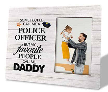 To Dad Photo Frame Gifts, Some People Call Me A Police Officer But My Favorite People Call Me Daddy, Wooden Picture Frame Gift, Policeman Daddy Gift from Daughter Son, Father's Day Present for Dad - color: color05