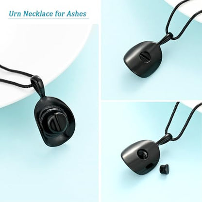 Hearbeingt Cowboy Hat Urn Necklace for Ashes Cremation Jewelry - color: Black