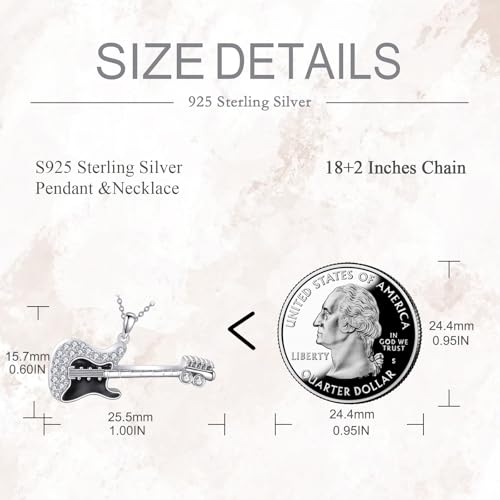 POPLYKE Sterling Silver Guitar/Violin Necklace for Women Music Instrument Pendant Jewelry Gift for Musicians and Music Lovers - color: Guitar Urn, style: Guitar Urn