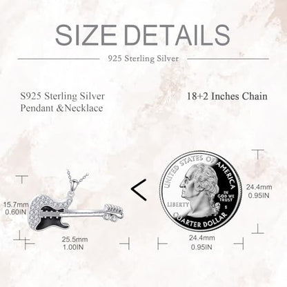 POPLYKE Sterling Silver Guitar/Violin Necklace for Women Music Instrument Pendant Jewelry Gift for Musicians and Music Lovers - color: Guitar Urn, style: Guitar Urn