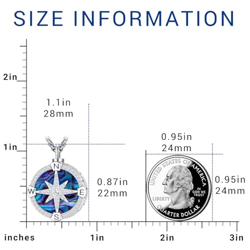Compass Necklace for Women Men 925 Sterling Silver Pendant Urn Necklaces for Ashes Picture Locket Necklace Anchor Necklace Viking Necklace Crystals CZ Moonstone Abalone Shell Turquoise Compass Jewelry - color: T-F-Compass Urn Necklace, style: Urn Necklace