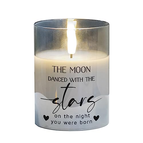 Cottage Garden PGC-04-47GY The Moon Danced with The Stars Pearlized Grey 4 x 3 Inch Flickering Flame LED Glass Candle - style: The Moon Danced With The Stars