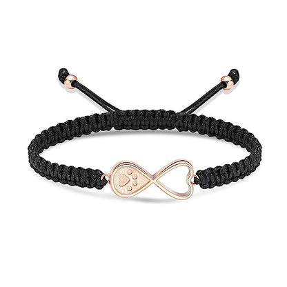 Infinity Heart Urn Bracelet for Ashes Paw Print Cremation Jewelry Stainless Steel Adjustable Braided Rope Bangle Bracelets Keepsake Memorial Jewelry for Loved Ones with Fill Tool - color: Rose Gold
