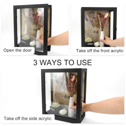 11x14x6 Extra Deep Shadow Box with 3 Removable Panels,Black - color: Black, size: 11x14x6
