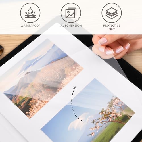 JIPONI Rainbow Gredient Music Note Large Photo Album, DIY Leather Cover Scrapbook Albums for 4x6 5x7 6x8 Pictures, Self Adhesive Memory Book for Wedding, Baby, Family - color: Musical Note