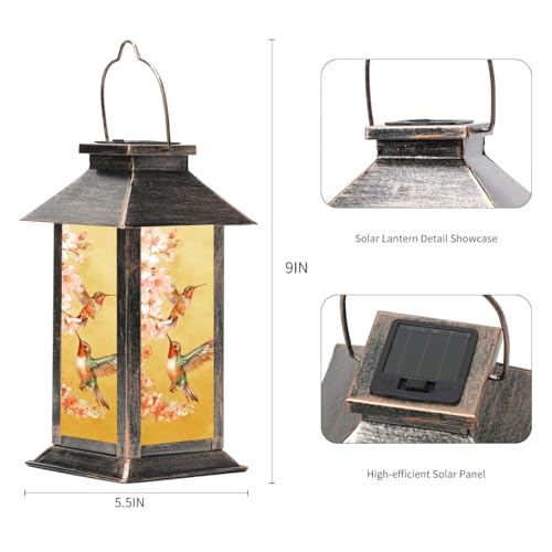 Outdoor Hanging Solar Light Iron Hummingbird Pattern Landscape Light Waterproof Design Perfect for Porch, Garden, Courtyard, and Patio Decor Birthday Gifts for Women Mom and Grandma - style: Hummingbird