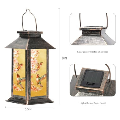 Outdoor Hanging Solar Light Iron Hummingbird Pattern Landscape Light Waterproof Design Perfect for Porch, Garden, Courtyard, and Patio Decor Birthday Gifts for Women Mom and Grandma - style: Hummingbird