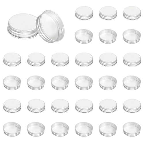PATIKIL 42mm Metal Round Screw Lids, 36 Pcs Aluminum Mason Jar Lids Screw Top Caps for Lab Home Storage Jars Gallon Jugs Glass Snack Containers Liquid Storage, Silver Tone - size: 42mm