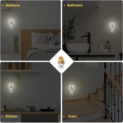 Cute Cats Night Light,Plug in Night Light, Dusk to Dawn Sensor Nightlights for Stairway/Hallway/Kitchen/Bedroom/Bathroom 0.5W - color: Cute Cat