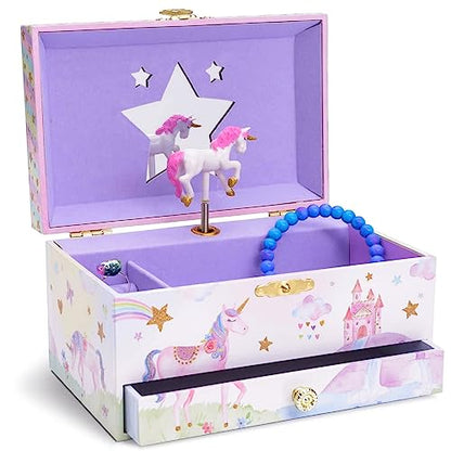Jewelkeeper Girl's Musical Jewelry Box with Pullout Drawer - Woodland Owls Design Jewelry Storage Organizer for Kids - Twinkle Twinkle Little Star Tune - Jewelry Box for Girls