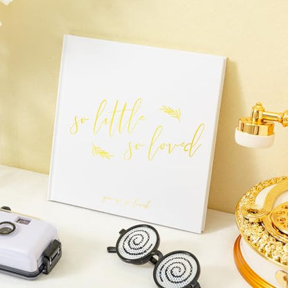 Calculs So Little So Loved Baby Shower Guest Book, Gold - color: White & Gold