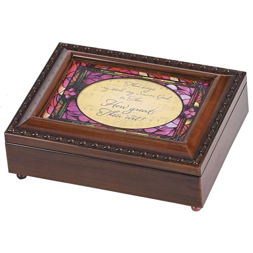Dicksons, Classic Hymns, Inspirational Christian, Rope Trim Framed, Keepsake Music Box, Jewelry Organizer, Plays Tune From Song, How Great Thou Art - style: How Great Thou Art