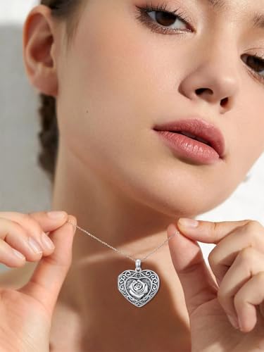 Poiuy Heart Locket Necklace for Women Photo Locket Necklace Gifts For Women | That Holds Pictures Locket Jewelry Anniversary Birthday Christmas Memento Gifts for Mom Daughter Women Girlfriend Sister - style: 06-rose