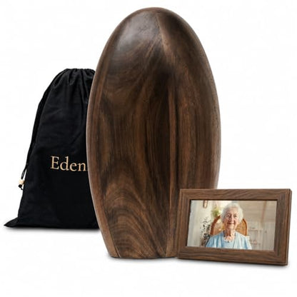 Wooden Urn for Human Ashes Adult Female Man, Wood Urn with Picture Frame