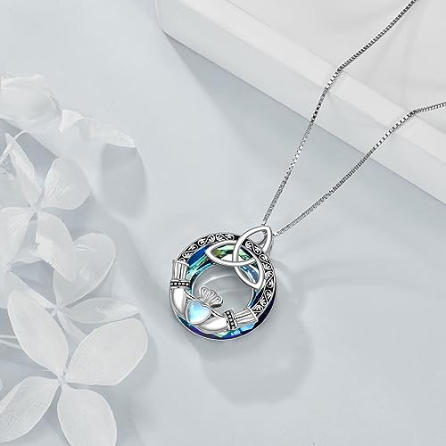 WINNICACA Celtic Knot Necklace 925 Sterling Silver Celtic Pendant Irish Urn Necklace Jewelry Birthday Anniversary Valentine's Day Gifts for Her Women Wife Girlfriend Daughter - style: 4-Claddagh Necklace