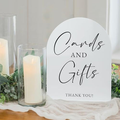 White Arch Acrylic Wedding Sign- 8"x10" Cards and Gifts Sign and Base,1/8" Thick | Modern Calligraphy Arched Acrylic Table Sign for Wedding & Event Party (Cards and Gifts, 8"x10") - color: Cards and Gifts, size: 8"x10"