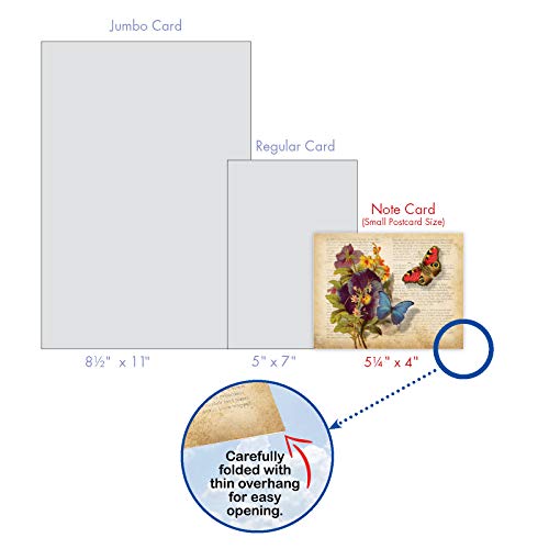 The Best Card Company - 10 Boxed Note Cards with Flowers - Blank Assorted Floral Notecards Bulk (4 x 5.12 Inch) - Fluttering Words M6477OCB - style: Fluttering Words