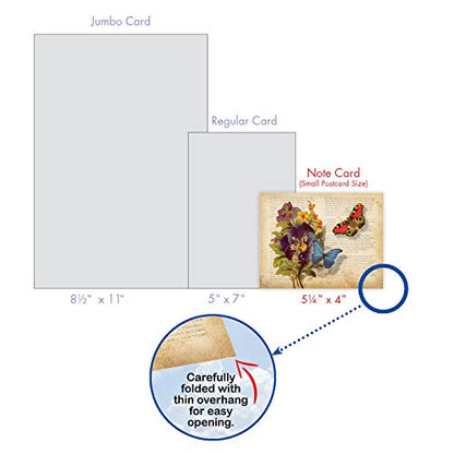 The Best Card Company - 10 Boxed Note Cards with Flowers - Blank Assorted Floral Notecards Bulk (4 x 5.12 Inch) - Fluttering Words M6477OCB - style: Fluttering Words