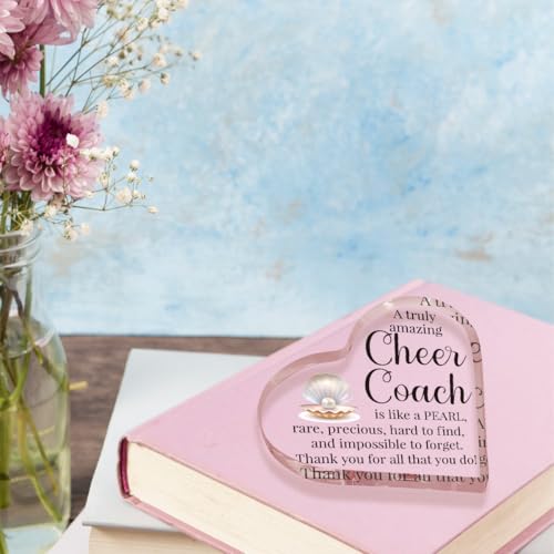 Cheer Coach Acrylic Sign for Women Cheerleading Cheerleader Gifts for Woman Her Thank You Appreciation Present for Physical Education Team Gym Ballet Dance Coach 4 X 4 Inch - color: Cheer Coach