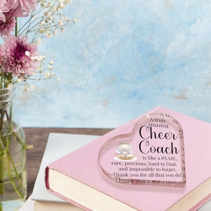 Cheer Coach Acrylic Sign for Women Cheerleading Cheerleader Gifts for Woman Her Thank You Appreciation Present for Physical Education Team Gym Ballet Dance Coach 4 X 4 Inch - color: Cheer Coach